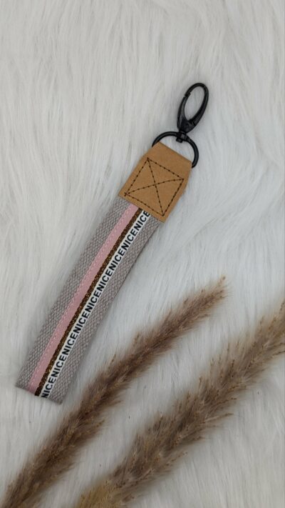 Schlüsselband rosa/beige "Nice"