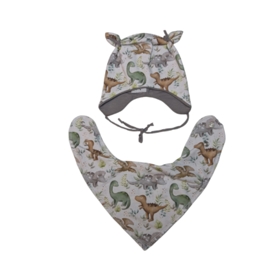 Dino Ohrenmütze und Latz 0-3 Monate