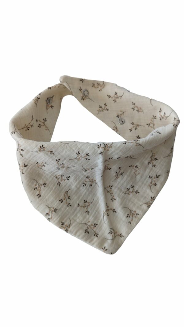 Musselintuch Beige Flora (M), 70x40 cm