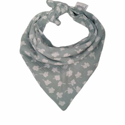 Musselintuch Mint Blumen (M), 70x50 cm