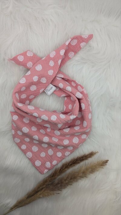 Musselintuch Rosa mit Punkten (M), 65x50 cm