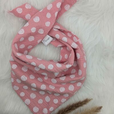 Musselintuch Rosa mit Punkten (M), 65x50 cm