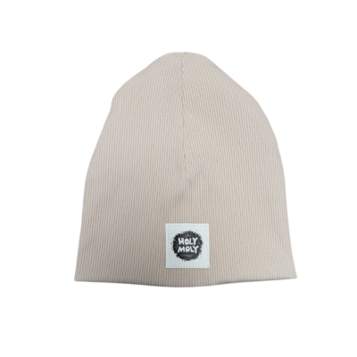 Ripp-Beanie 6-9 Monate (beige/rosa)