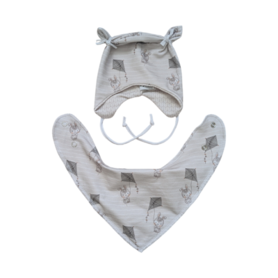 Ohrenmütze + Latz Hase mit Drachen Newborn