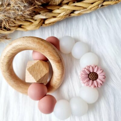 Beißring Gänseblümchen altrosa