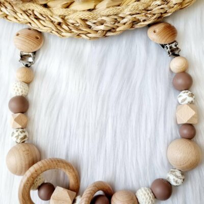 Kinderwagenkette Blumen Beige