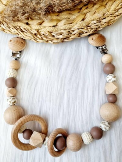Kinderwagenkette Blumen Beige