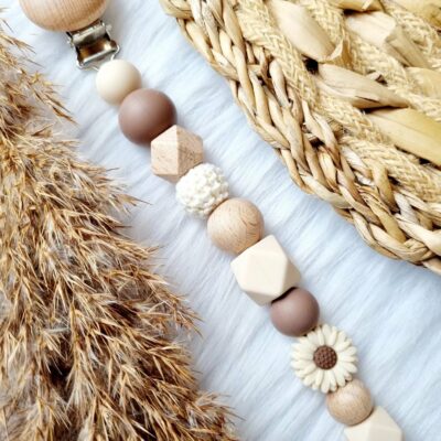 Schnullerkette Gänseblümchen Beige