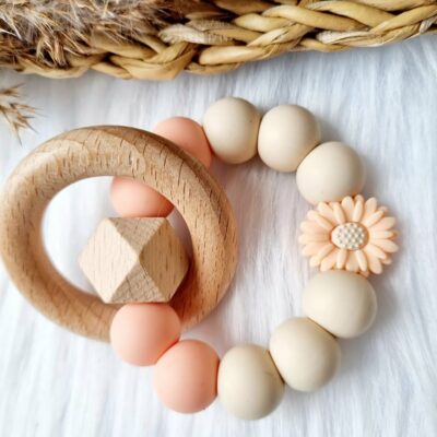 Beißring Gänseblümchen pfirsich