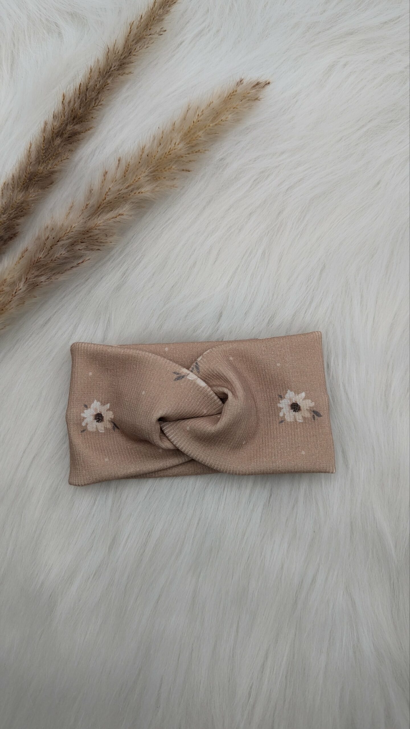 Stirnband Beige Blumen (46 cm)