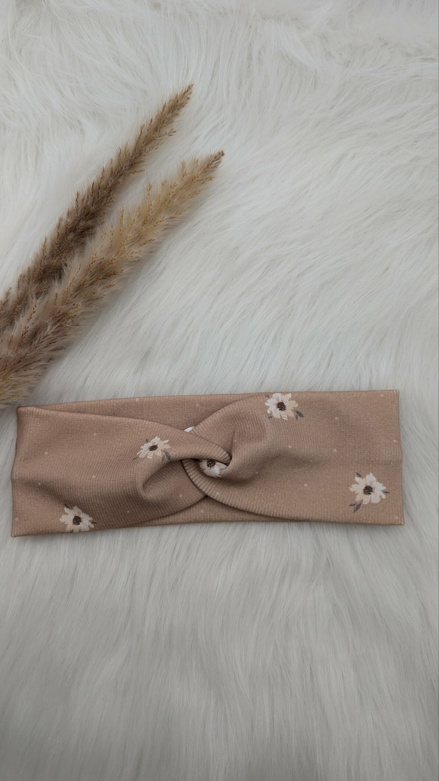Stirnband Beige Blumen (54 cm)