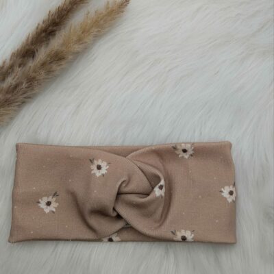 Stirnband Beige Blumen (56 cm)