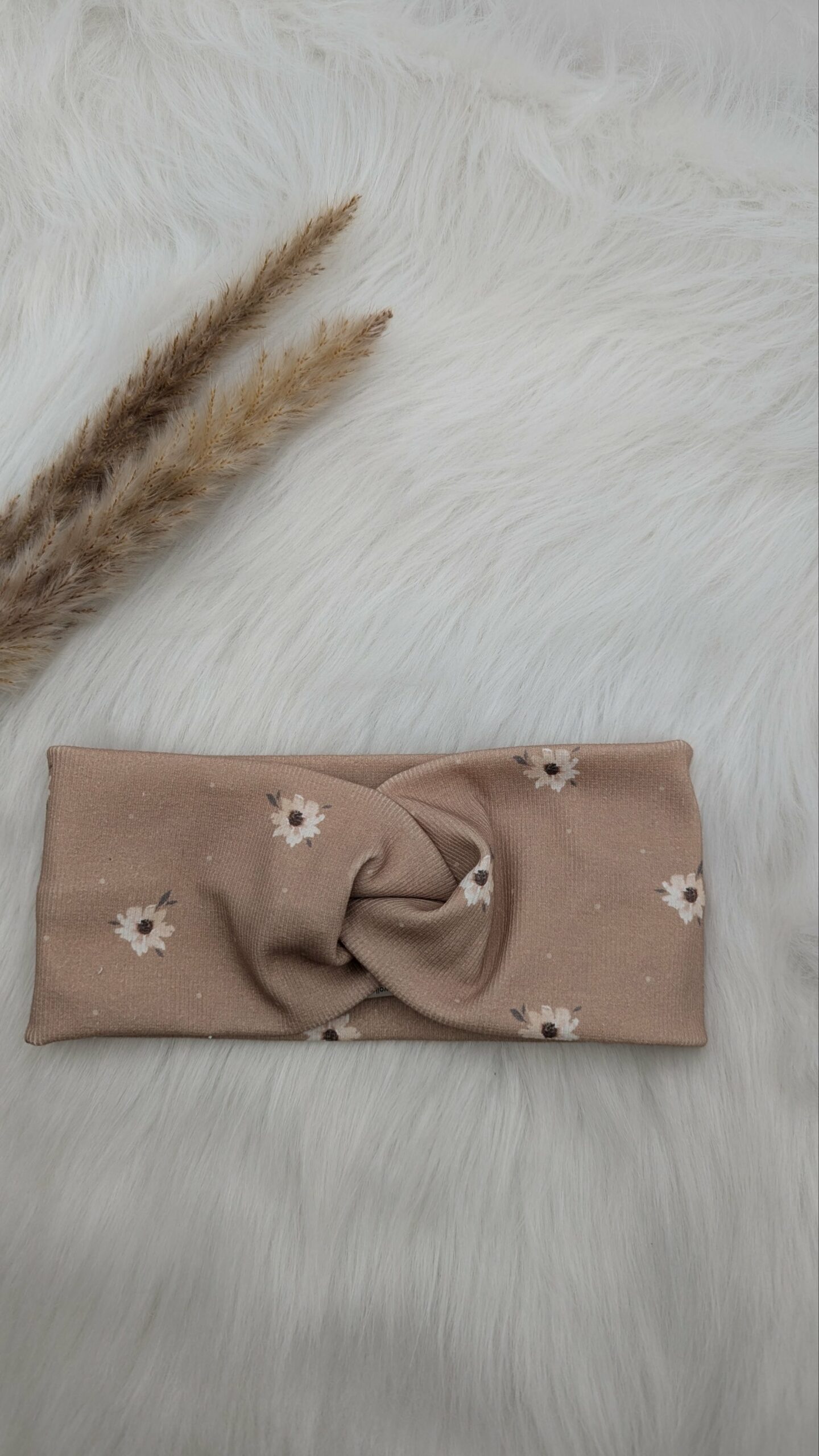 Stirnband Beige Blumen (56 cm)