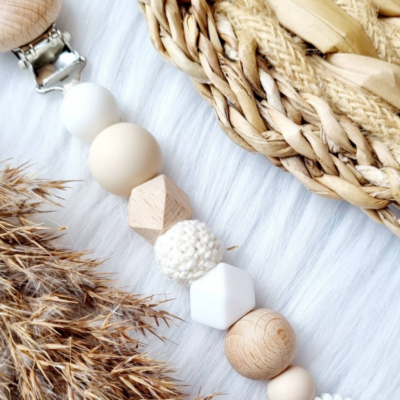 Schnullerkette Gänseblümchen Weiß