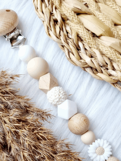 Schnullerkette Gänseblümchen Weiß