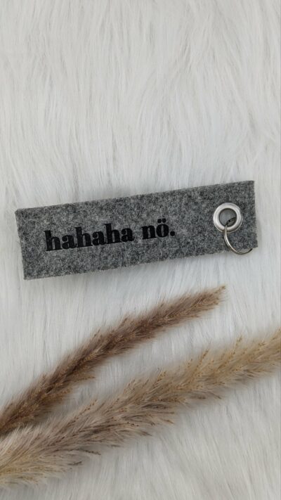 Schlüsselband "hahaha nö" schwarz