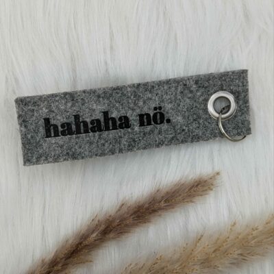Schlüsselband "hahaha nö" schwarz