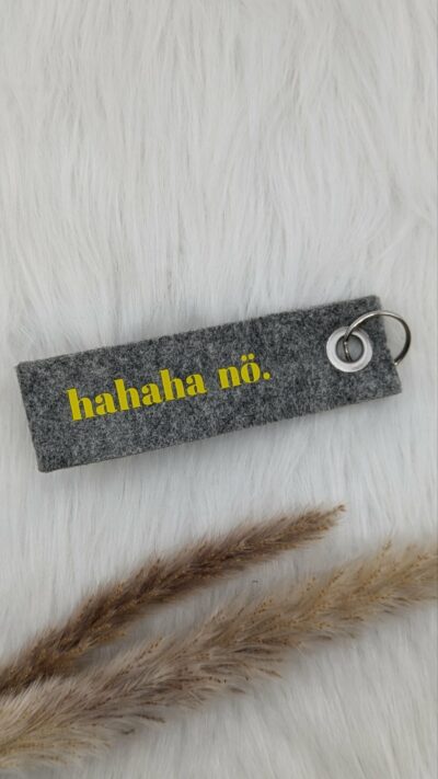 Schlüsselband "hahaha nö" gelb