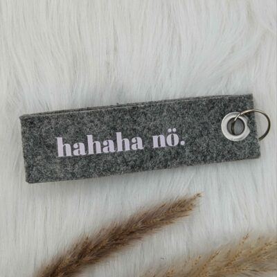 Schlüsselband "hahaha nö" rosa