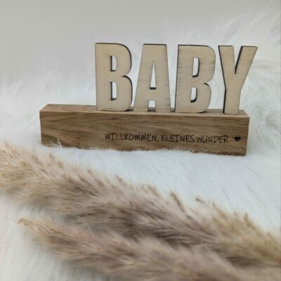 Schild - Willkommen, kleines Wunder - 16 x 8 cm