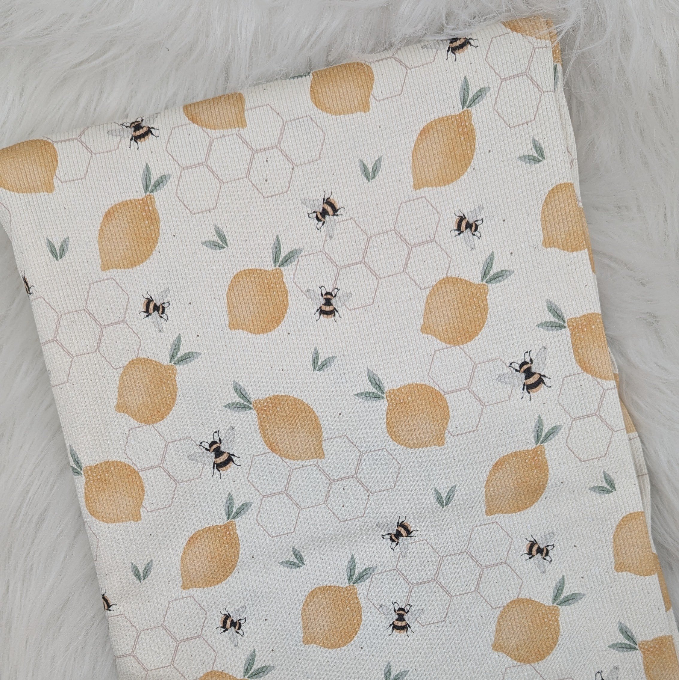 Bio Ripp Jersey Zitronen - GOTS