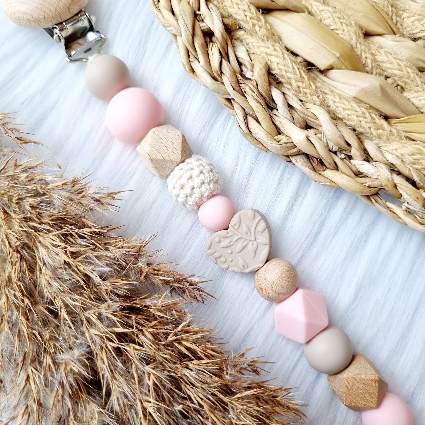 Schnullerkette Herz Rosa – Bild 2