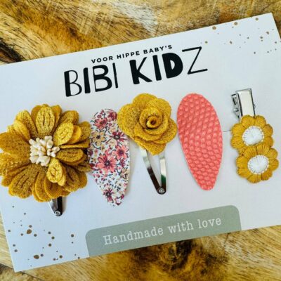 Set Haarspangen Blume Senfgelb