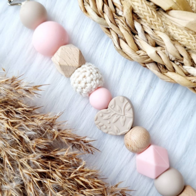 Schnullerkette Herz Rosa