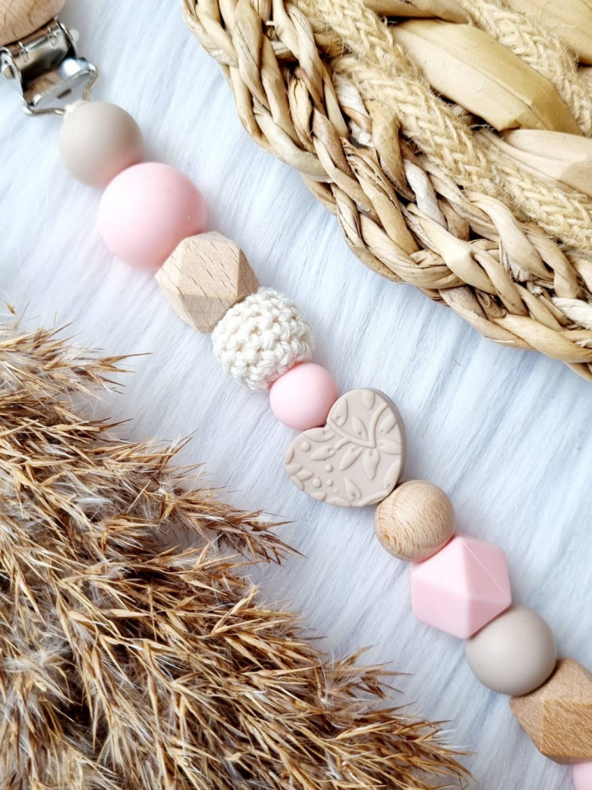 Schnullerkette Herz Rosa