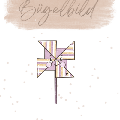 Bügelbild groß - Windrad Rosa 10x18 cm