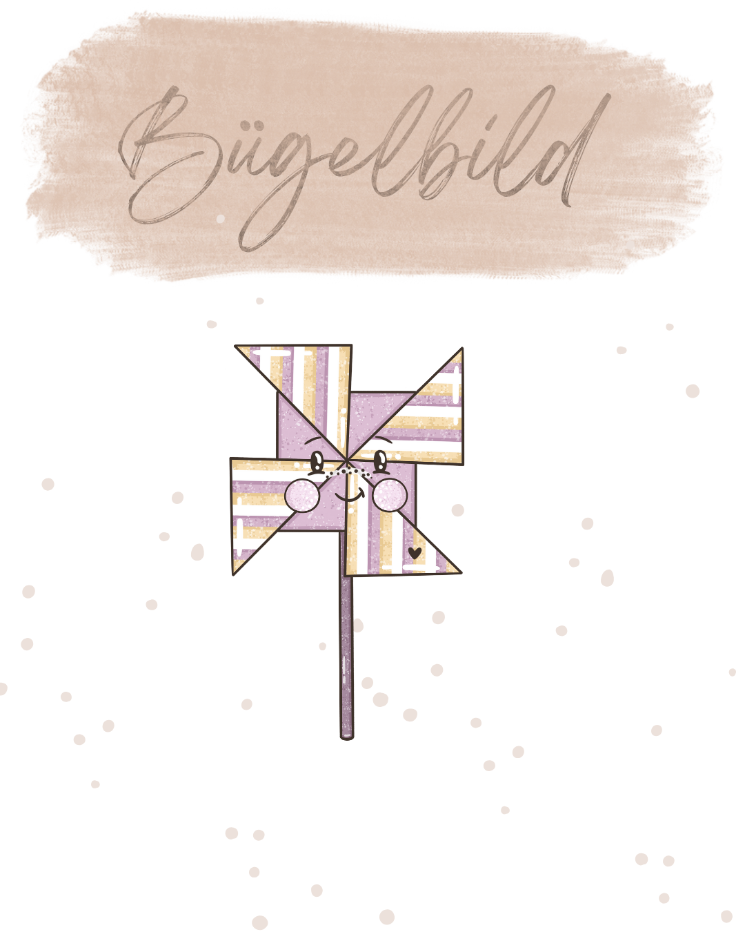 Bügelbild groß - Windrad Rosa 10x18 cm