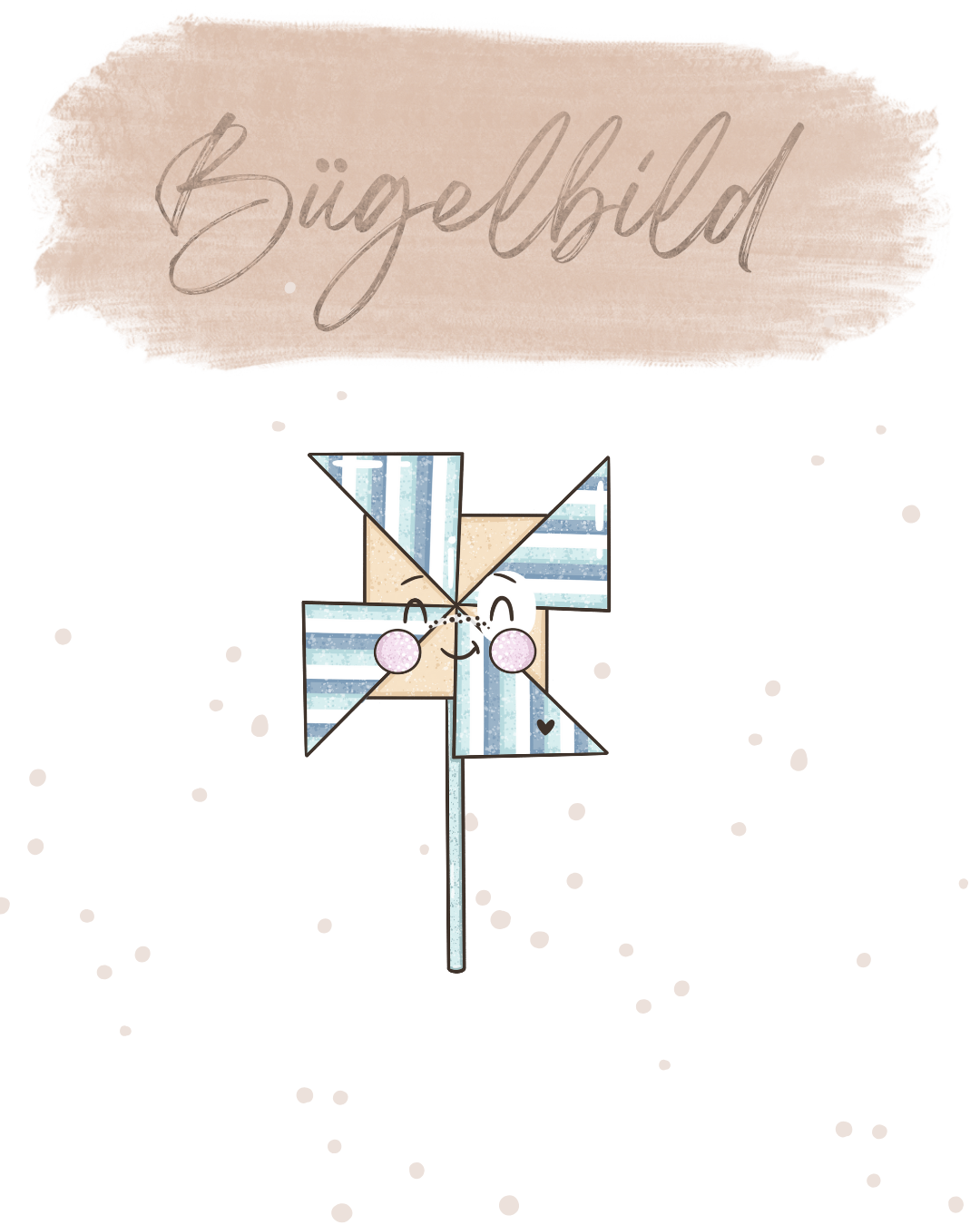 Bügelbild groß - Windrad Blau 10x18 cm