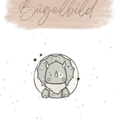 Bügelbild groß - Dino 13x13 cm