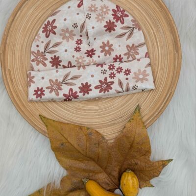 Ripp-Beanie Herbstblumen KU 48 cm