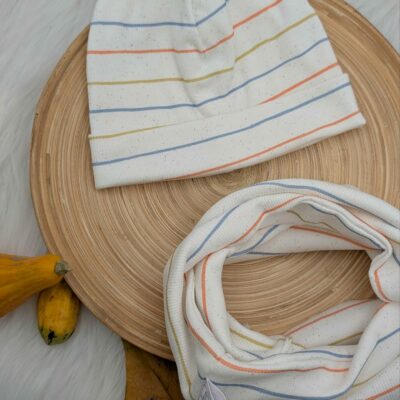 bunte Streifen Ripp-Beanie mit Loop KU 48 cm