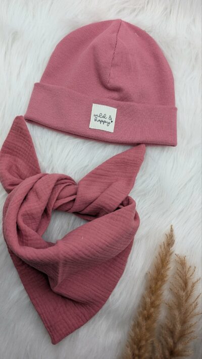 Set Ripp-Beanie (KU 44cm) + Musselintuch (M)