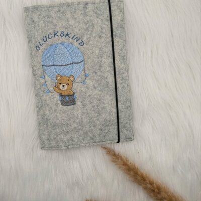 U-Heft Hülle Filz Heißluftballon Bär