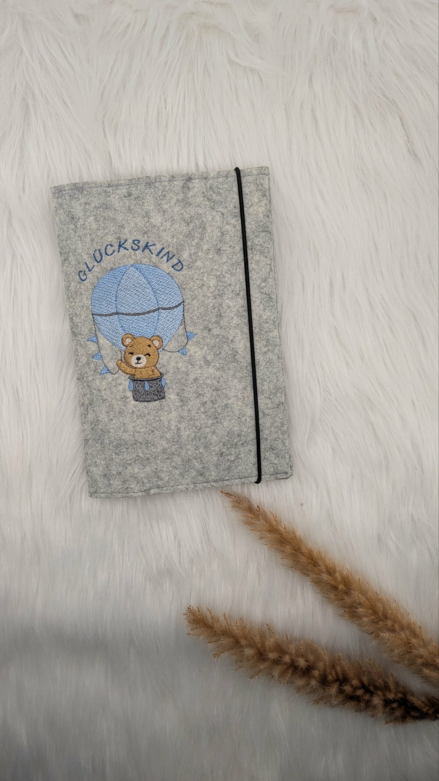 U-Heft Hülle Filz Heißluftballon Bär