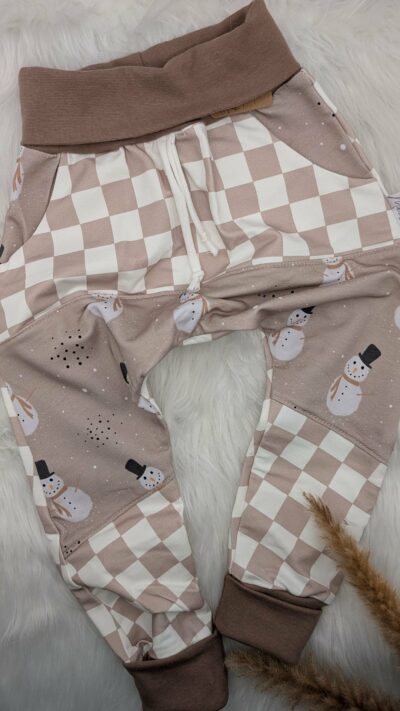 Mitwachshose Schneemann mit Schachbrett Gr. 98