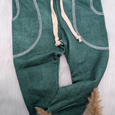 Mitwachshose Dunkelgrün Denim-Optik Gr. 98