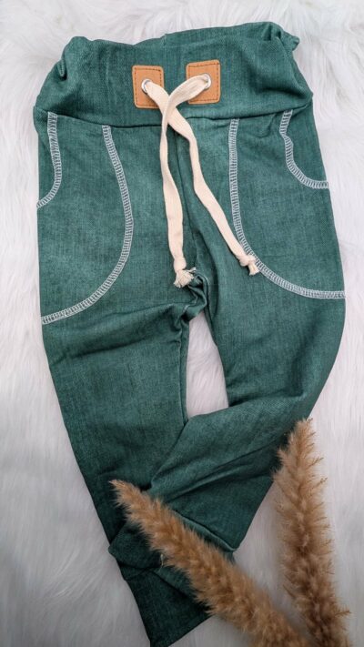 Mitwachshose Dunkelgrün Denim-Optik Gr. 98
