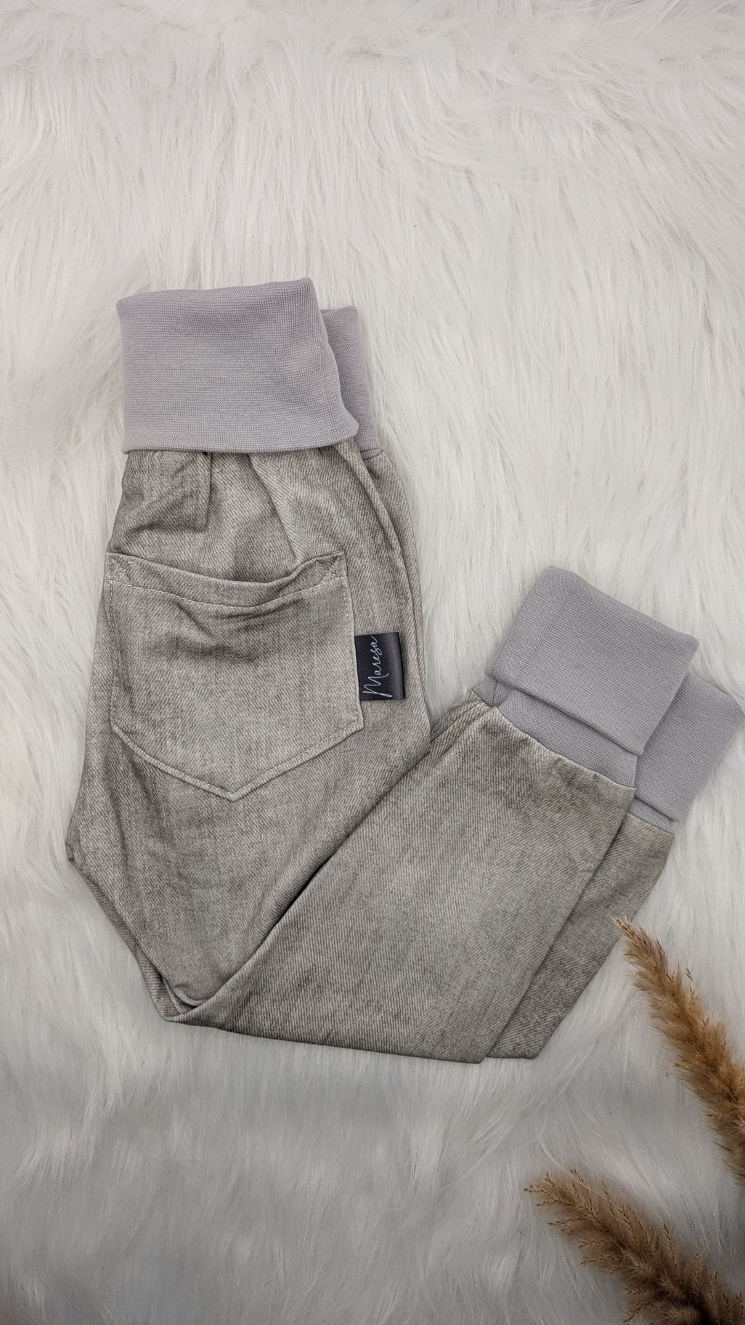 Mitwachshose Grau Denim-Optik Gr. 104