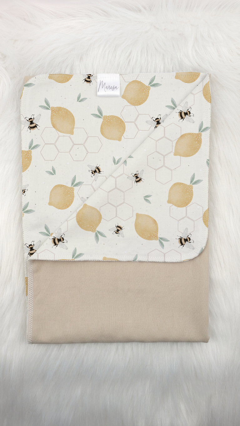 Bio Babydecke beige/Motivstoff wählbar - 70 x 100 cm