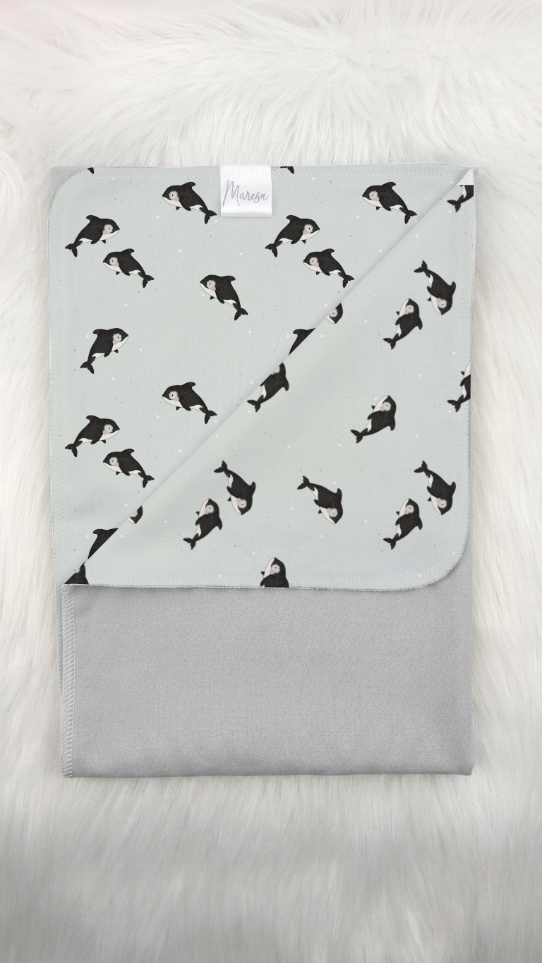Bio Babydecke grau/Motivstoff wählbar - 70 x 100 cm – Bild 4
