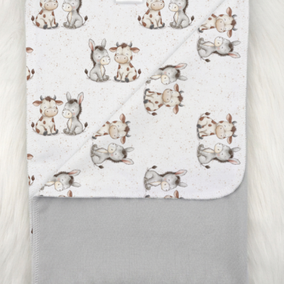 Bio Babydecke grau/Motivstoff wählbar - 70 x 100 cm