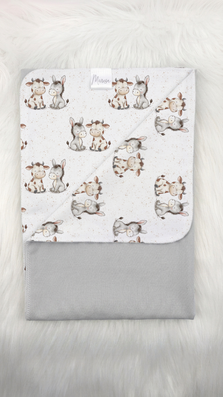 Bio Babydecke grau/Motivstoff wählbar - 70 x 100 cm