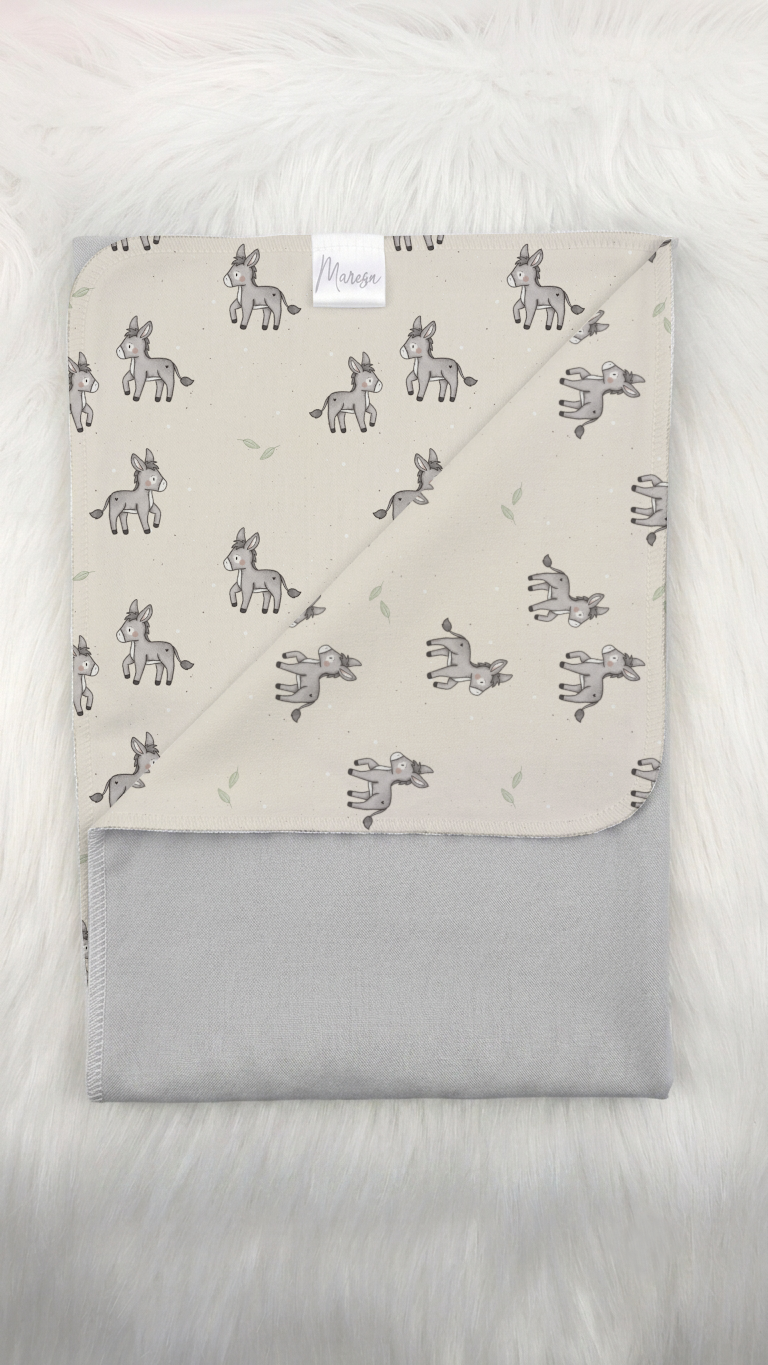 Bio Babydecke grau/Motivstoff wählbar - 70 x 100 cm – Bild 2