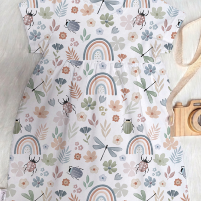 Kleid Blumenwiese & Regenbogen - Größe wählbar