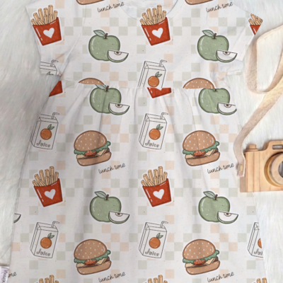Kleid Pommes & Burger - Größe wählbar