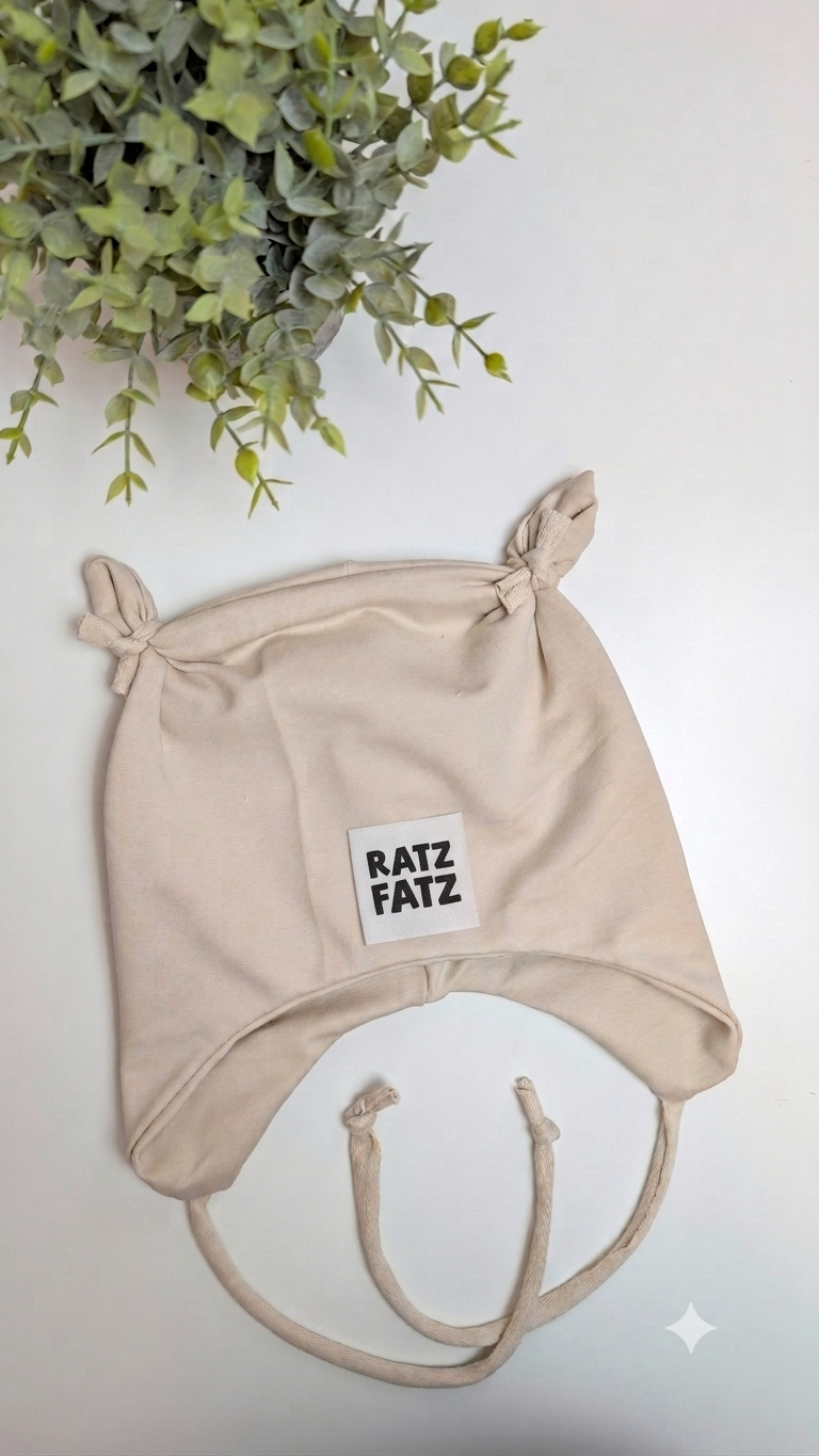 Ohrenmütze Beige mit Label - Größe wählbar – Bild 4